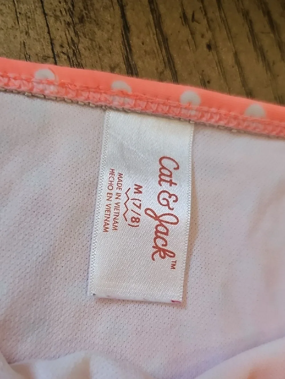 Cat & Jack Coral and White Polka Dot Girls Bikini Bottoms Size M 7/8